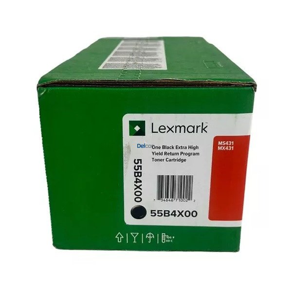 Toner Lexmark 55B4X00 Black, Para Impresoras Lexmark MS431dn / MS431dw / MX431adn / MX432adw / MX432adwe, Rendimiento 20.000 Páginas.