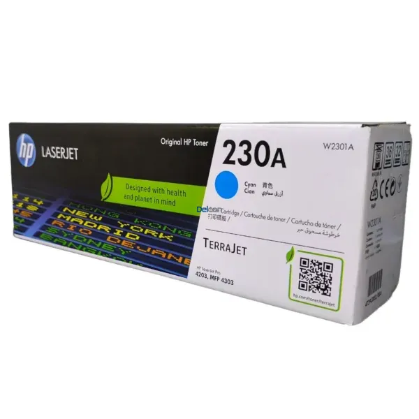 toner-para-hp-laserjet-pro-4203dw-mfp 4303fdw-w2301a-230a-color-cyan-original Toner Hp W2301A 230A Color Cyan, Compatible Con Impresoras HP Color LaserJet Pro 4203dw / Pro MFP 4303fdw. Rendimiento 1.800 Páginas.