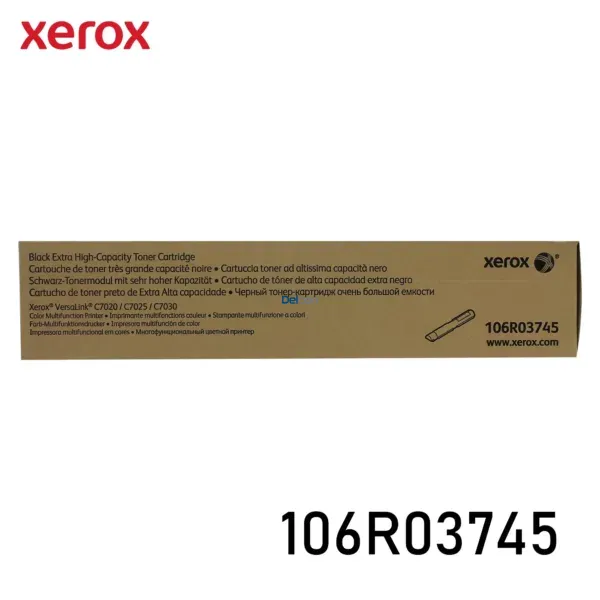 Cartucho De Tóner Xerox 106R03745 Color Negro, Para Impresoras Xerox VersaLink C7020 / C7025 / C7030, Rendimiento 23.600 Páginas.