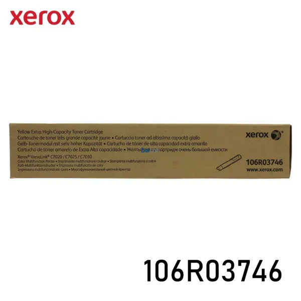 Cartucho De Tóner Xerox 106R03746 Color Amarillo, Para Impresoras Xerox VersaLink C7020 / C7025 / C7030, Rendimiento 16.500 Páginas.