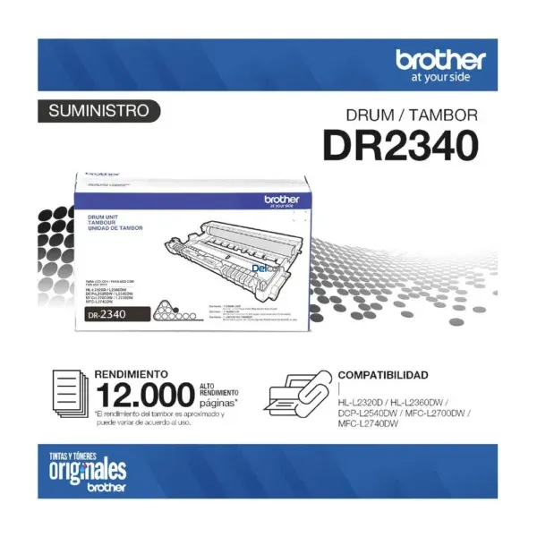Unidad De Imagen Brother DR2340 Drum Unit, Para Impresoras Brother HL-L2360DW / DCP-L2540DW / MFC-L2700DW / MFC-L2720DW / MFC-L2740DW.