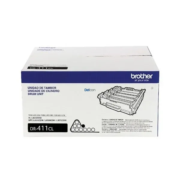 Unidad De Imagen Brother DR411CL Drum Unit, Compatible Con Brother HL-L8360CDW / HL-L8360CDWT / MFC-L8610CDW / MFC-L8900CDW, Rendimiento 50.000 Páginas.